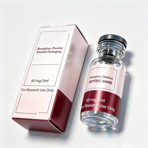 Conjunto de embalagens personalizadas para péptidos, cuidados de pele e suplementos de fitness com etiquetas autocolantes, caixas coloridas e frascos compatíveis de 3ml, 5ml, 10ml
