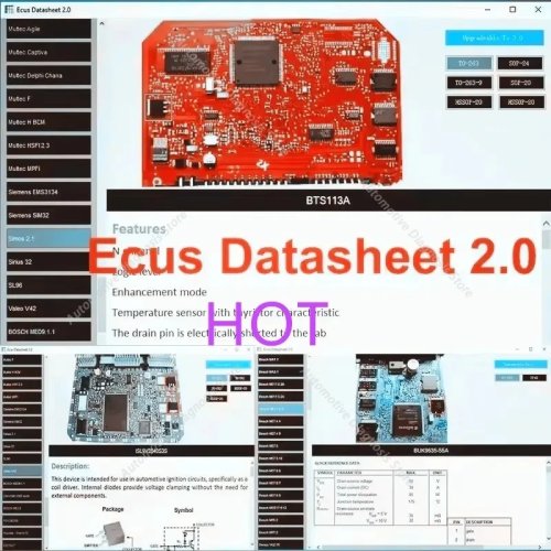 Logiciel de réparation ECU Datasheet 2.0 – Schéma PCB avec composants électroniques et informations complémentaires pour IAW Bosch