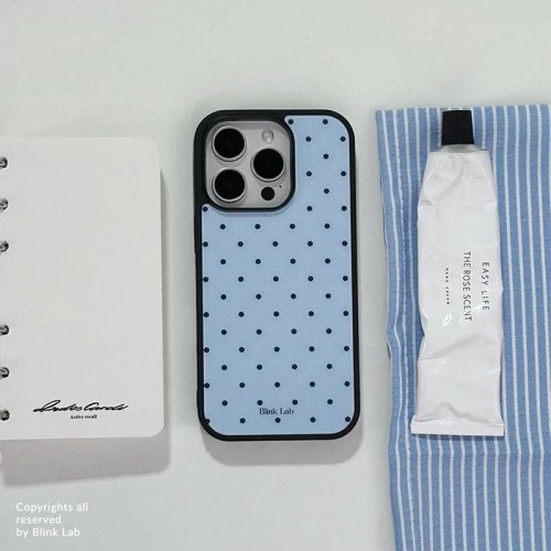 한국 인스타 트렌디 블루 바탕 블랙 도트 폰 케이스 iPhone 17 AIR 16 15 14 13 12 11 Pro Max XR XSMAX 7 8 PLUS Y2K 커버