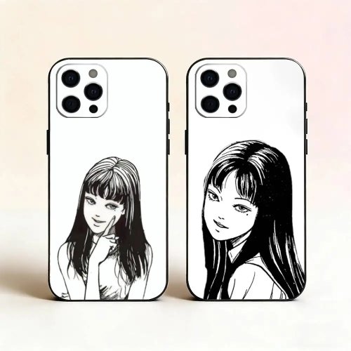 Ốp lưng Junji Ito cho iPhone 17, 16, 15, 14, 13, 12, 11, Plus, Pro Max - Màu đen mềm