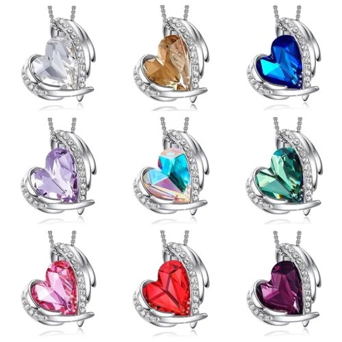 Collana con ciondolo cuore in argento 925 placcato per donna con cristalli - Argento/Rosa oro