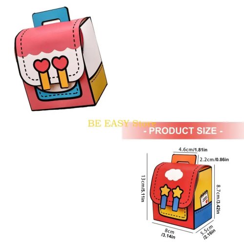 Caja de regalo forma mochila con asa, bolsa de papel, caja para guardar regalos