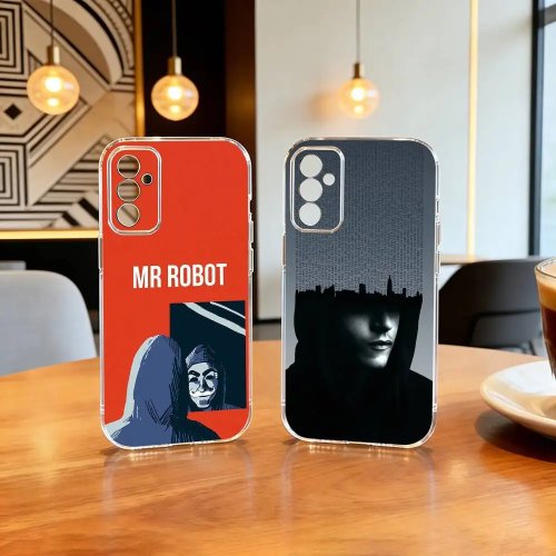 Mr Robot Fsociety 透明ソフトシリコンケース 対応 Samsung A10, A12, A20, A21S, A30, A31, A40, A50, A51, A52, A70, A71