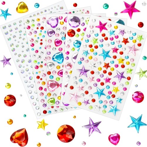 971pcs DIY Self-Adhesive Rhinestone Stickers, Sparkling Star Center Circle for Women & Girls Gift