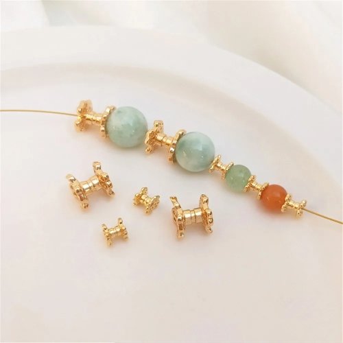 Séparateur de perles fleur double face couleur or 14K, perles d'espacement pour bracelet DIY, fournitures de bijouterie