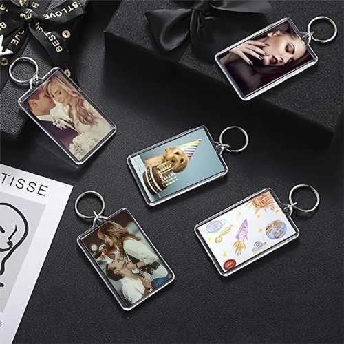 10/30/50 Pcs Llaveros Acrílicos Transparentes con Marco para Fotos, Insert vacío