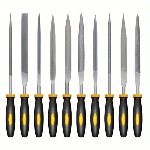Set Kikir Jarum Presisi Baja Karbon Tinggi dengan Pegangan Ergonomis Anti-Selip untuk Kayu, Plastik, dan Model
