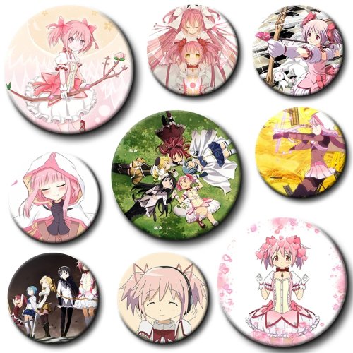 Puella Magi Madoka Magica Anime Badge - 58mm Handmade Tinplate Brooch Pin for Backpack, Clothing and Chest Accessory