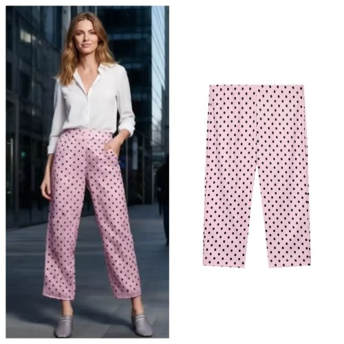 Pantaloni Donna 2026 Nuova Moda Rosa a Pois Slim Fit Cropped Eleganti Stile High Street Sexy