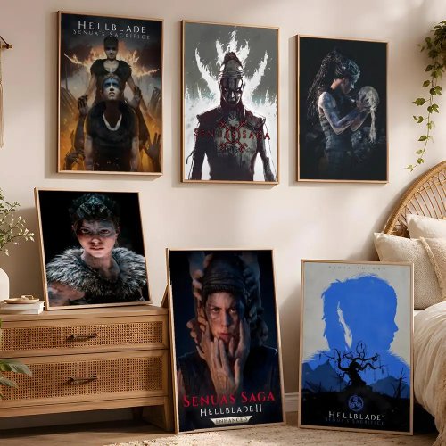 Affiche S-Senua's Saga Hellblade II imperméable, pelable et adhésive, décoration murale moderne HD pour chambre, salon, dortoir, bureau, cuisine