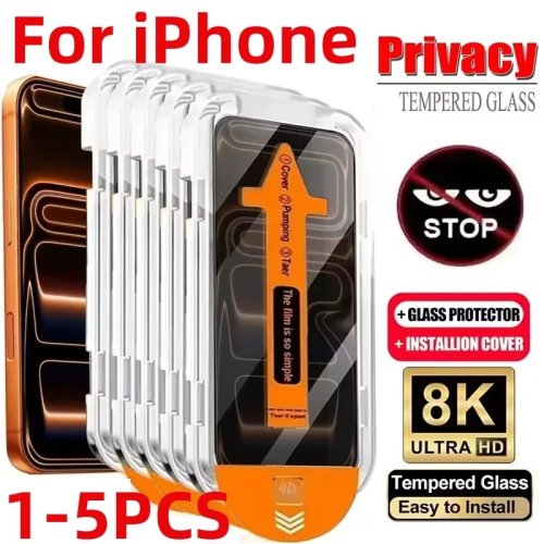 Приватне захисне скло для iPhone (1-5 шт.) - олеофобне покриття, без пилу, легке встановлення