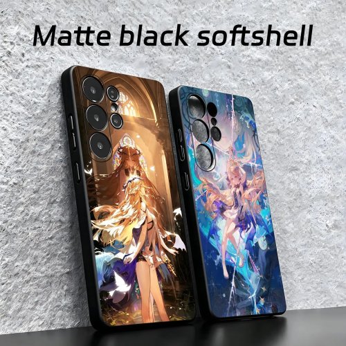 Telefoonhoesje voor Samsung S26 S25 S24 S23 S22 S21 S20 Ultra Note20 – Zachte schokbestendige hoes zwart, Wuthering Waves CARTETHYIA