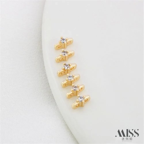 Perles Espaceurs à Double Trou en Zircon et Or 14K pour Fabrication de Bijoux DIY Bracelet Collier