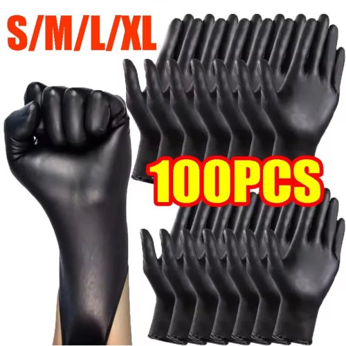 Guantes Desechables Negros (10/20/50/100 uds) para Limpieza del Hogar, Cocina, Lavado de Coches