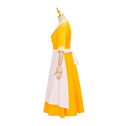 Vestido de empregada de princesa sapo amarelo fantasia cosplay para mulher
