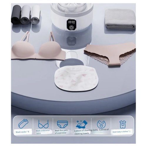 Máquina de lavar portátil VELIF - Mini máquina de lavar sem fios para meias, roupa interior, roupa de bebé, viagens e campismo