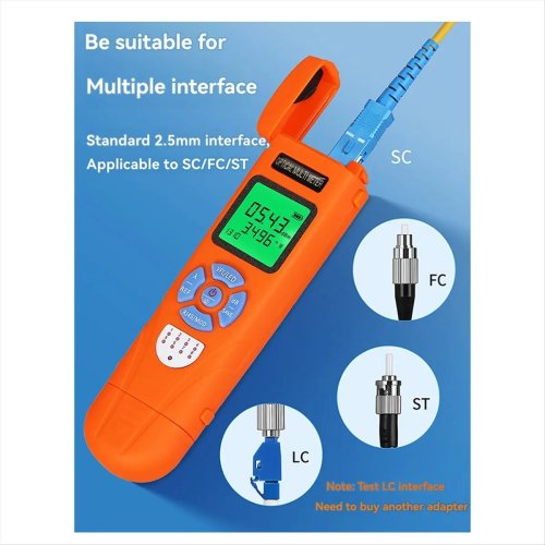 Medidor de potencia óptica mini con localizador visual de fallas, VFL 50mW, probador de cables de red recargable
