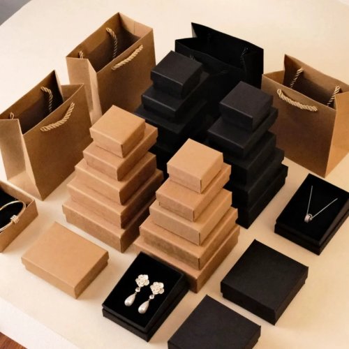 Kraft Paper Jewelry Gift Box, Solid Color Square Box for Wedding Earrings, Rings, Necklaces, Pendants Storage Packaging