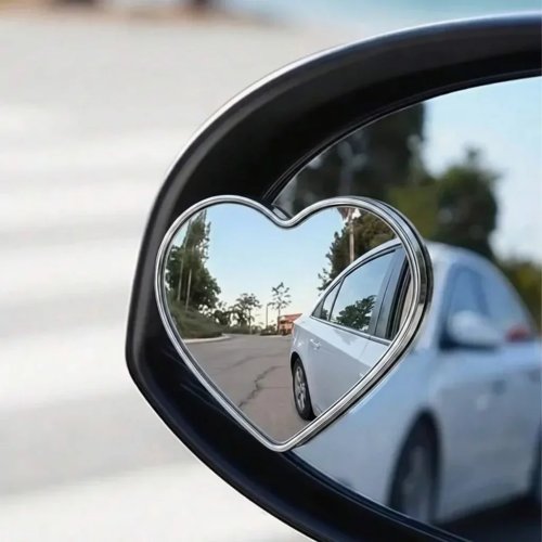 Gương cầu lồi xe hơi hình trái tim, viền bạc, góc rộng, phụ kiện gương chiếu hậu