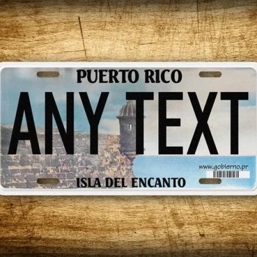 Pelat Nomor Replika Kustom Puerto Rico dengan Teks 'Isla Del Encanto'