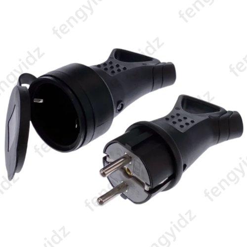 Enchufe de goma impermeable estándar europeo con tapa - IP54 con conexión a tierra 16A 250V para cable de alimentación DIY