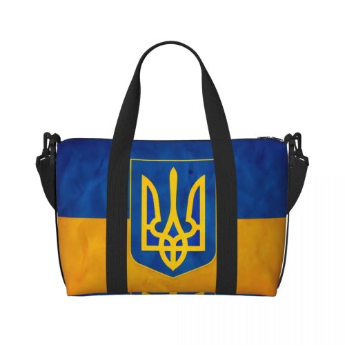 Bolsa de viaje para hombre con bandera de Ucrania, bolsa de gimnasio grande, poliéster, estilo retro
