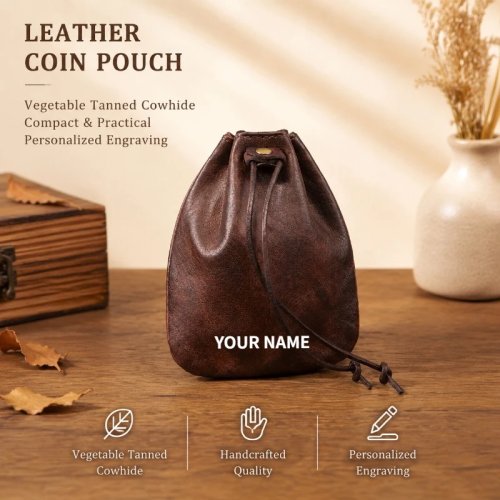 Monedero de piel vintage, hecho a mano, piel de vaca con pátina, guarda llaves y audífonos, mini cartera grabada personalizada