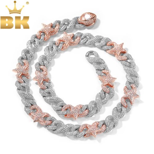 THE BLING KING 10mm マイアミキューバンチェーンネックレス 五芒星チャーム アイス ツートンカラー キュービックジルコニア ヒップホップジュエリー