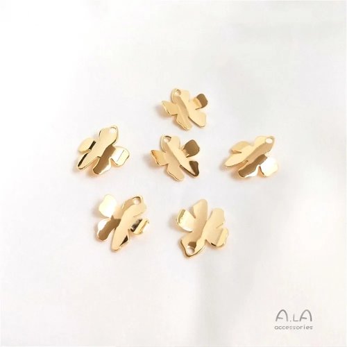 จี้ใบไม้ชุบทอง 14K ดอกไม้แกะสลัก ต่างหู DIY อุปกรณ์เครื่องประดับ