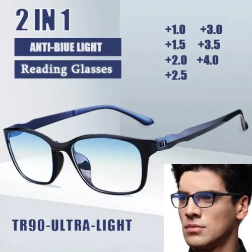 Kacamata Baca Pria FG Baru - Anti Blue Light, Kacamata Komputer dengan Ukuran +0.0 hingga +4.0