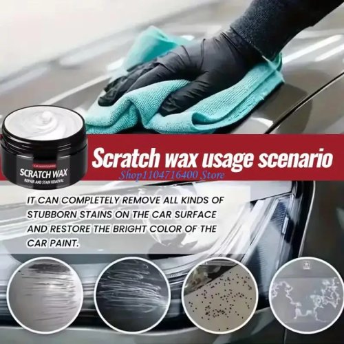 Nettoyant Rayures Voiture DIY Facile avec Pâte à Polir et Éponge Applicatrice pour Réparation Cire de Rayures Véhicule 55g/80g