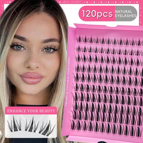 رموش لاصقة DIY 10-18 ملم (مزيج) - رموش صناعية فردية منفوشة لمظهر طبيعي، تطبيق ذاتي