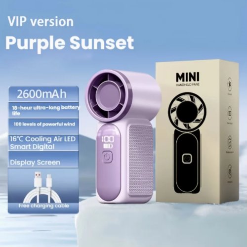 Ventilador de mano mini 2026 nuevo de 100 velocidades, soplador turbo de alta velocidad, recargable por USB, portátil de larga duración para exteriores