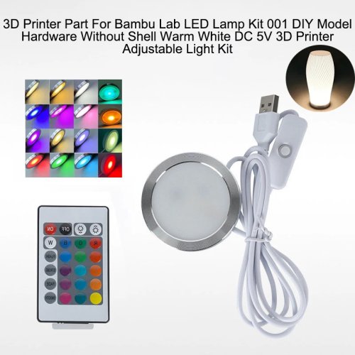 ชุดโคมไฟ LED สำหรับเครื่องพิมพ์ 3D Bambu Lab - DIY ไม่รวมเปลือก, สีขาวอุ่น, 5V, แสงปรับได้