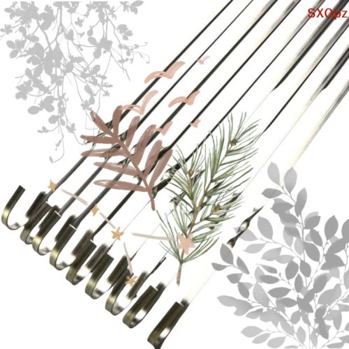 Tusukan Sate Stainless Steel 40cm - Lebar, Garpu Datar untuk BBQ, Camping, Piknik