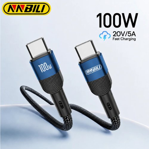 كابل USB-C إلى USB-C NNBILI 100W/5A شحن سريع PD لأجهزة iPhone 16/17 و MacBook و Xiaomi و Samsung