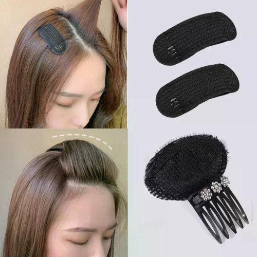 Pinza de pelo invisible de esponja esponjosa con cristales para volumen en la raíz delantera y moño