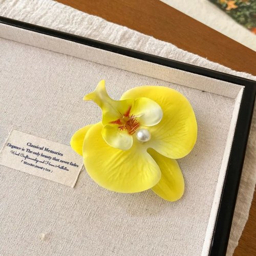Gancho de cabelo com flor de pano, orquídea borboleta e pérola, estilo coreano boémio para meninas