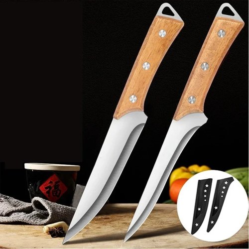 Couteau à désosser en acier inoxydable, couteau de chef professionnel pour viande et poisson, forgé avec un manche en bois
