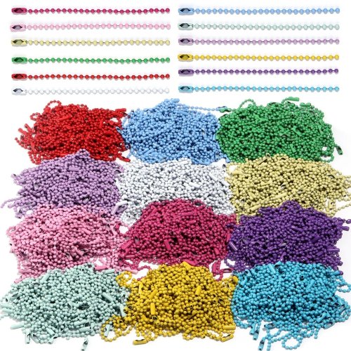 100 pezzi Catena di sfere in ferro colorate 10/12 cm per portachiavi DIY creazione di gioielli