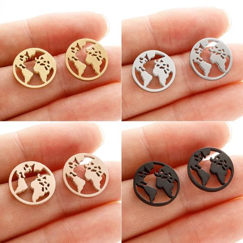 Neue Ohrstecker aus Edelstahl, geometrisch rund, minimalistisch im Ins-Stil
