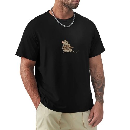 Camiseta de Ratón Hurdy Gurdy Lisa de Cuello Redondo