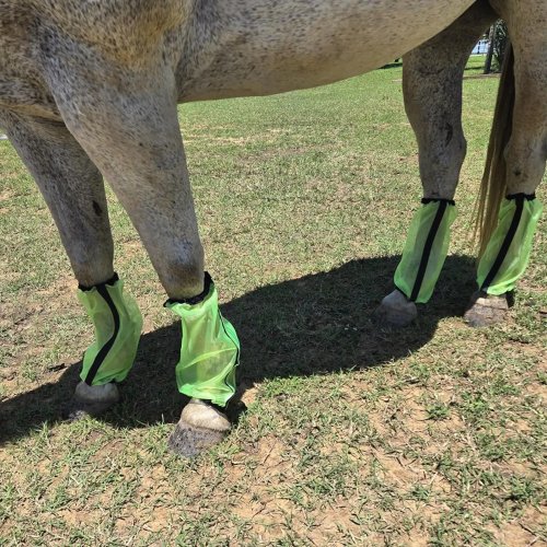 4 Piezas Calcetines Antimoscas de Malla Elástica para Caballos, Protectores de Patas Transpirables para Pastoreo, Establo, Equitación