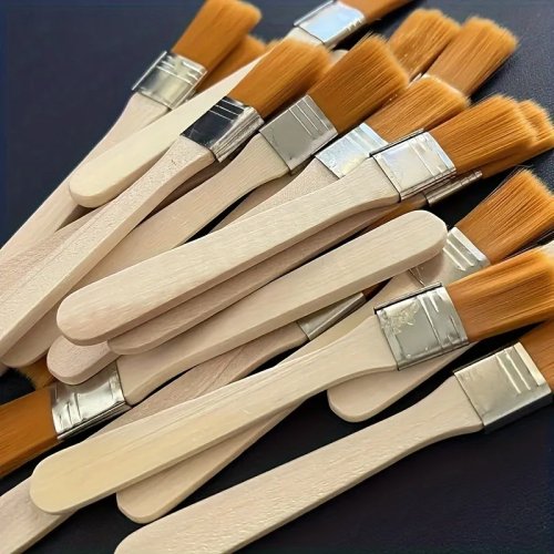 Set de 10 Pinceles de Mango de Madera y Cerdas de Nylon para Pintura al Óleo, Limpieza y Quitar Polvo - Herramienta Manual