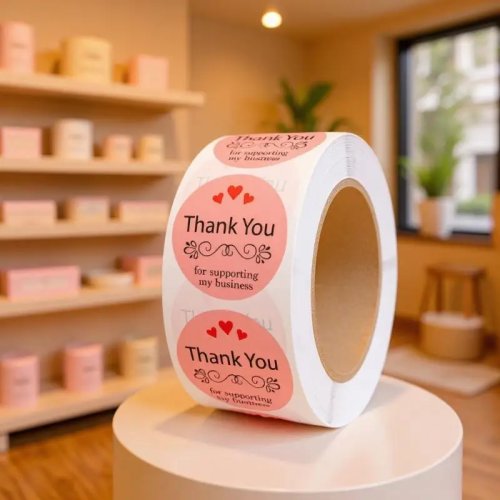 500 Stück/Rolle 2,5 cm Rosa Schleifen Aufkleber Dankeschön-Aufkleber für Partydekoration, Umschlagversiegelung, Geschenkverpackung