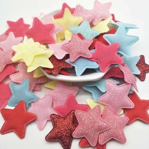 100st/lot 3,3cm Glitter Ster Gevulde Applicaties voor Baby Accessoires DIY Patches en Cake Insert Kaarten
