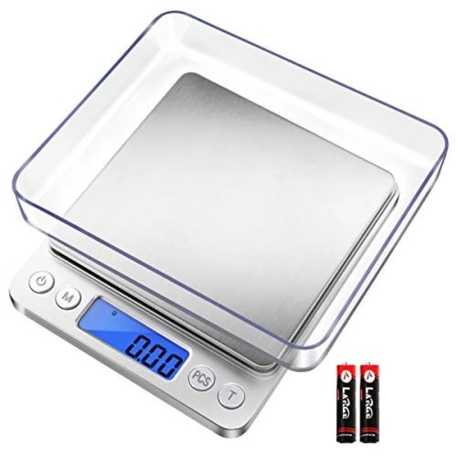 Balance numérique de grammes 500g/0,01g, plateau en acier inoxydable, noir, avec écran, pour bijoux, cuisine et herbes