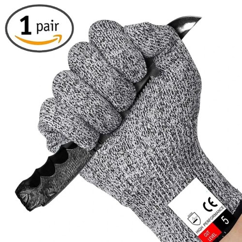 Găng tay chống cắt cấp độ 5 HPPE, màu xám, cho làm vườn, đồ tể, nhà bếp