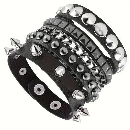 Vintage Lederarmband Punk Gothic - Spikes Armreif Unisex