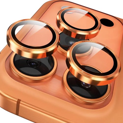 Ốp bảo vệ Camera kính kim loại màu cam cho iPhone 17 Air 16 15 14 13 Pro Max Plus, nắp vòng i17